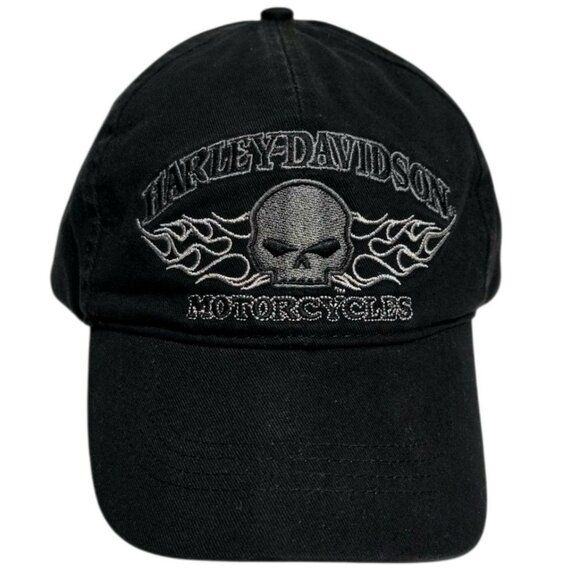 New Harley Davidson Willie G Skull Hat Flames Embroidered Baseball Cap XL Gift - Picture 10 of 10